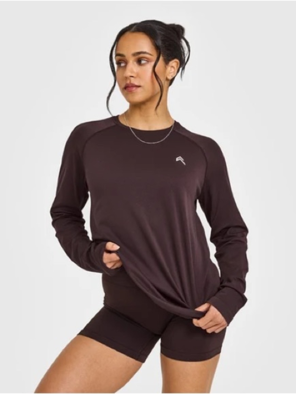 ONER ACTIVE PLUM BROWN GO TO SEAMLESS LOOSE LONG SLEEVE TOP